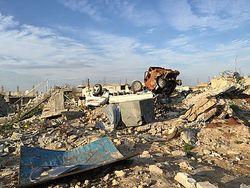 Bild der völlig zerstörten Stadt Kobane